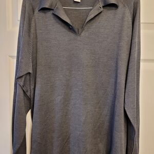 Mens Gift Soft and Warm Anthology Men's Gray Long Sleeve Polo Shirt Sz. XL